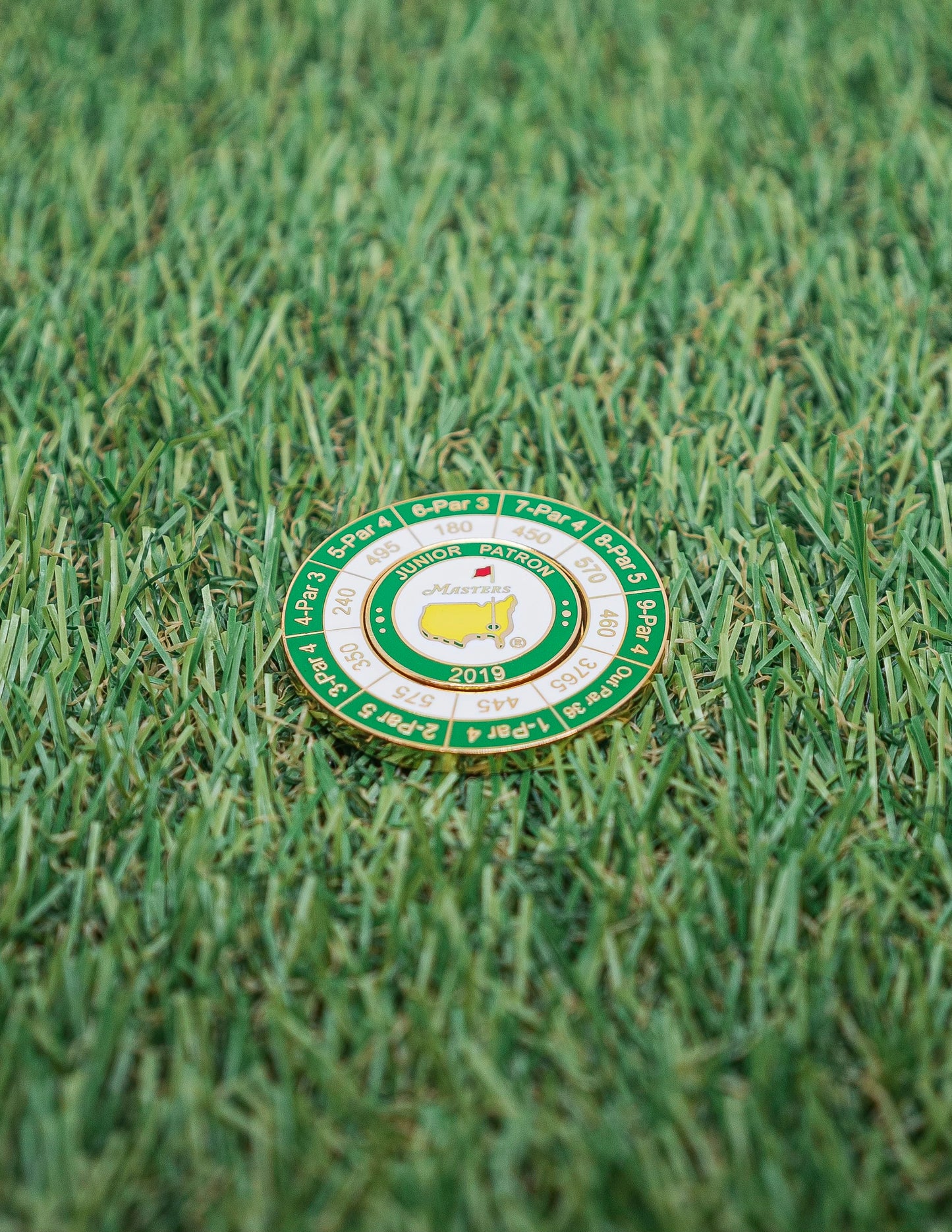 Nueva moneda de yardas para el torneo Augusta Masters Junior Patron 2019 con marcador de bola magnético